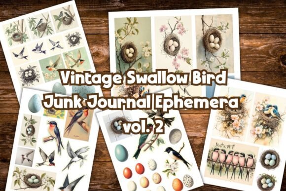 Download Vintage Swallow Junk Journal Ephemera - Premium Resources
